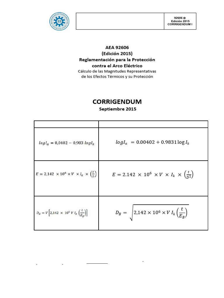 Corrección Norma AEA 92606 | PDF