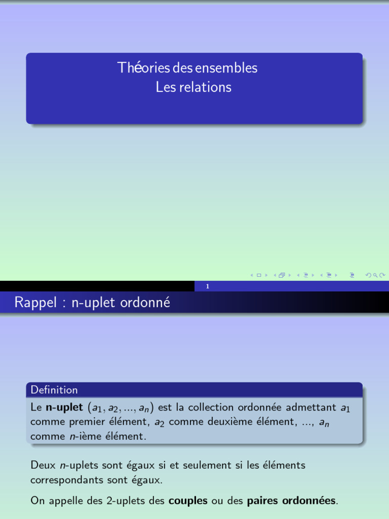 Relations et n-uplets en mathématiques | PDF | Ensemble (Mathématiques ...