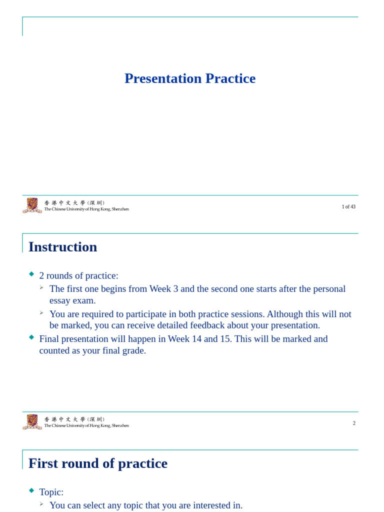 Presentation Practice Guidelines and Schedule | PDF | Career & Growth ...