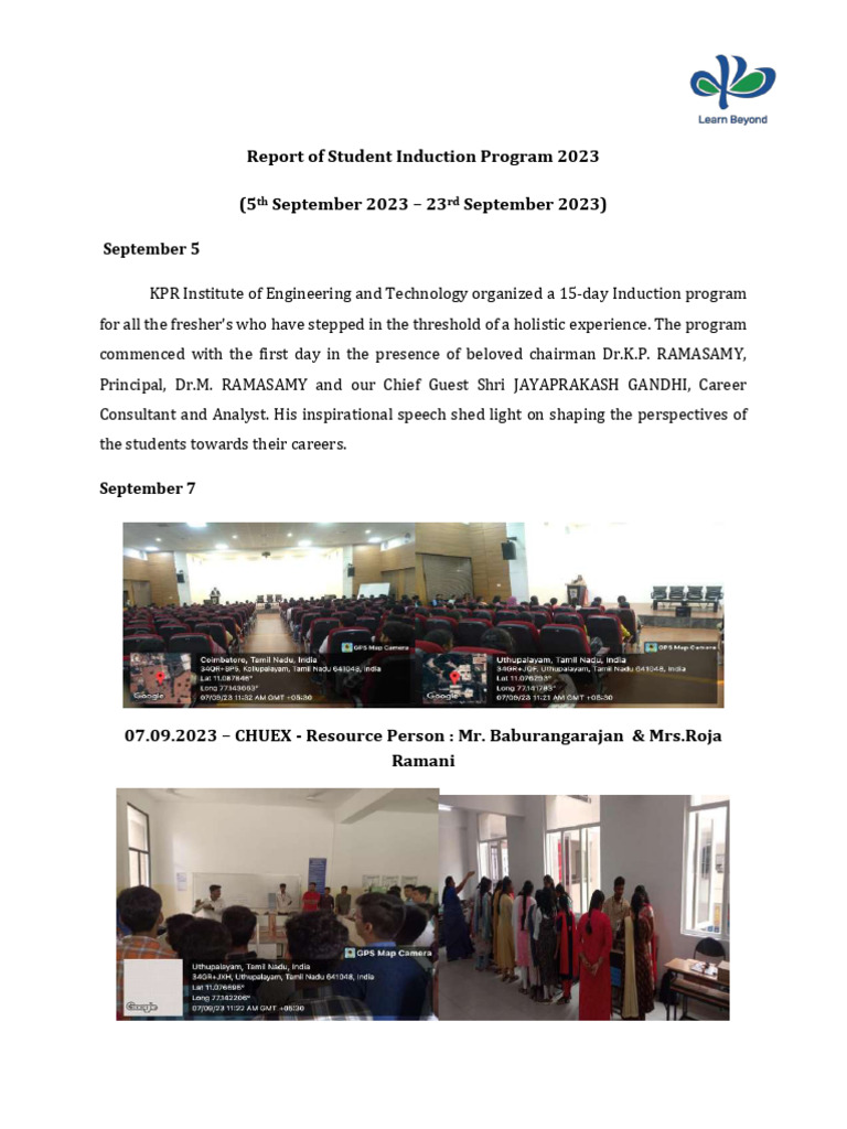 Student Induction Programme 2023-2027 | PDF