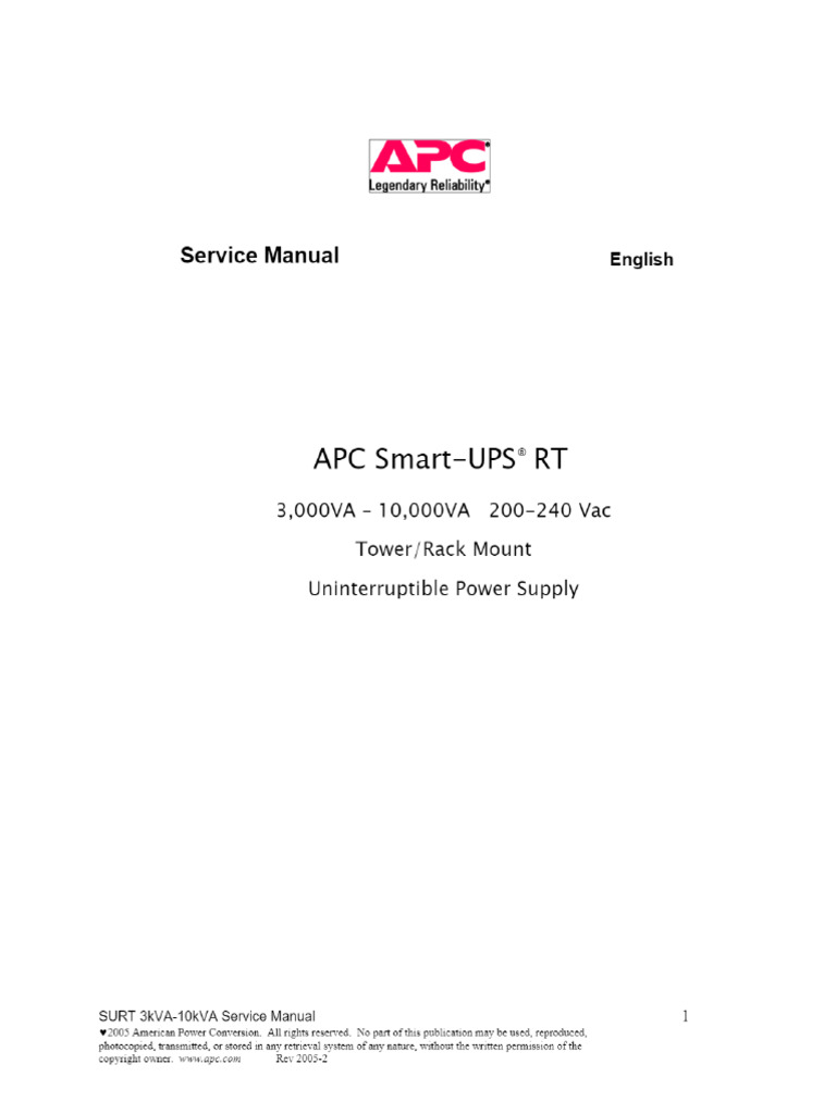 SURT Service Manual - RMA - Rev2 - Apc - Manualzz | PDF