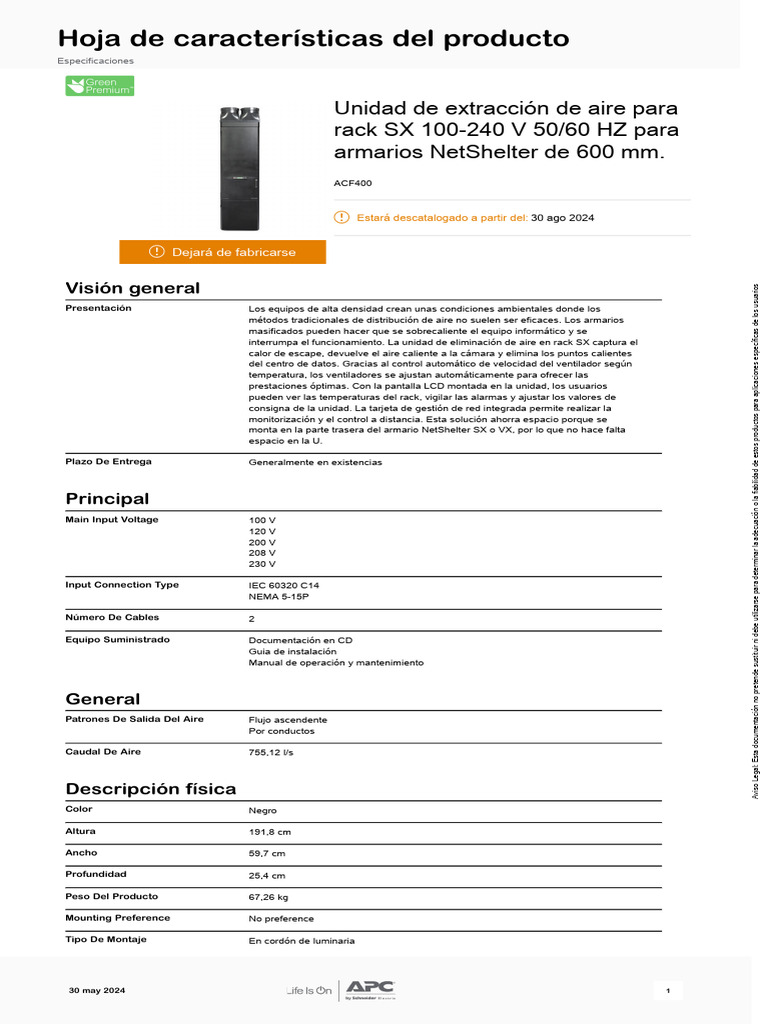 Unidad de Extracción ACF400 Descontinuada | PDF | Tecnología