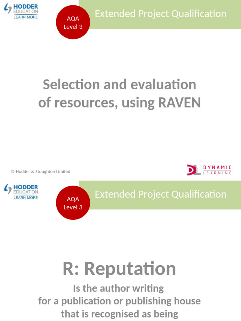 AQA EPQ PPT Session 12 Evaluation of Sources | PDF | Psychological ...