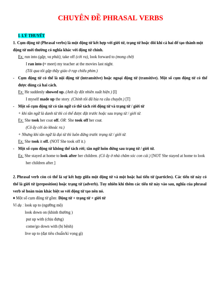 Chuyên Đề Phrasal Verbs | PDF