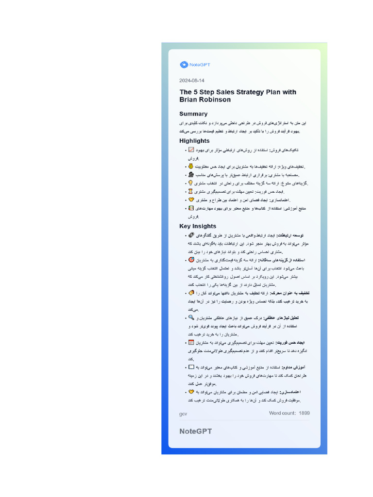 The+5+Step+Sales+Strategy+Plan+With+Brian+Robinson 260909 | PDF