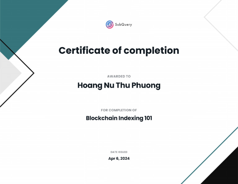 Certificate For Blockchain Indexing 101 | PDF