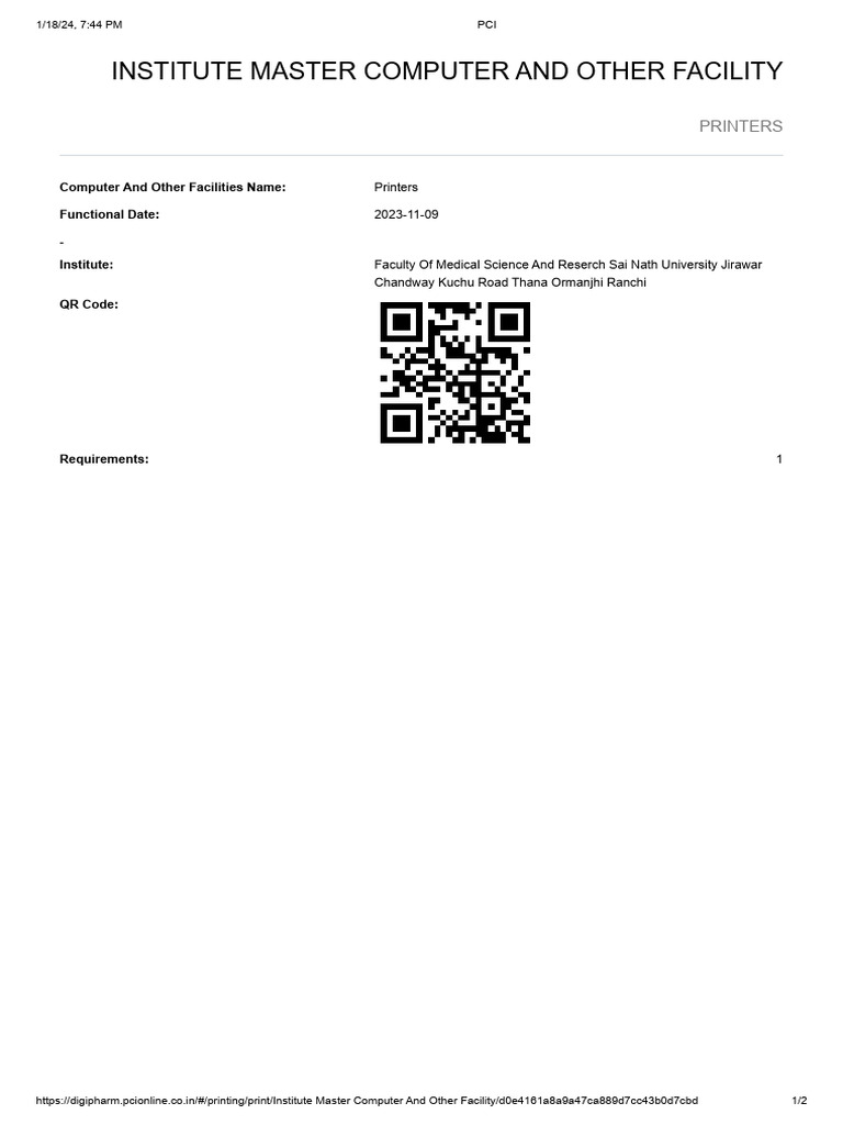 Institute Master Computer and Other Facility: Printers | PDF | Computers