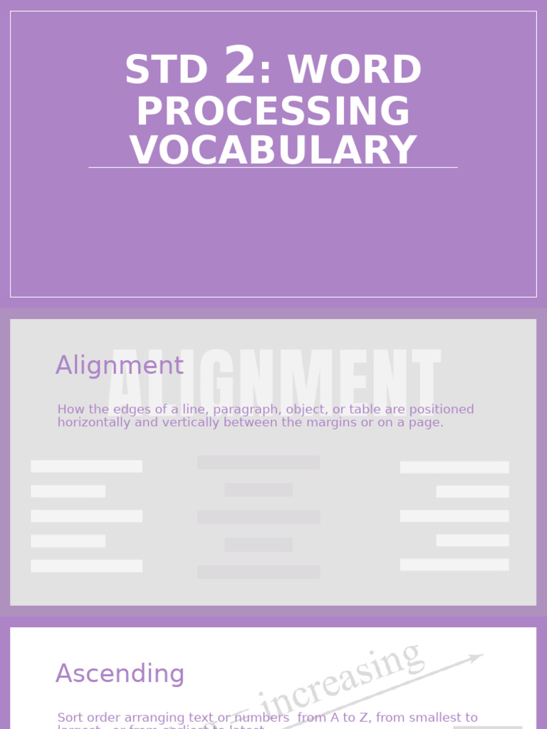 Word Processing Vocabulary Guide | PDF | Page Layout | Paragraph