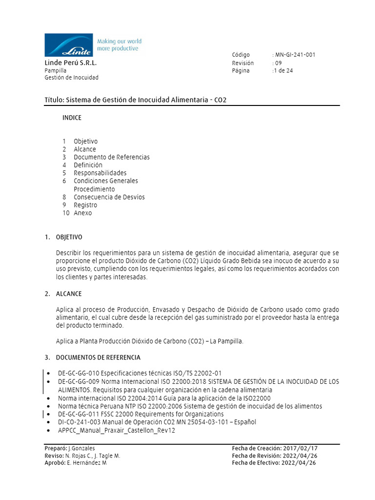 MN-GI-241-001 Manual Del Sistema de Gestión de Inocuidad Alimentaria ...