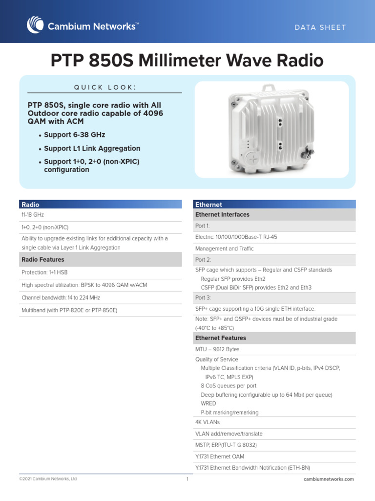 Cambium_Networks_data_sheet_PTP_850S | PDF | Telecommunications ...