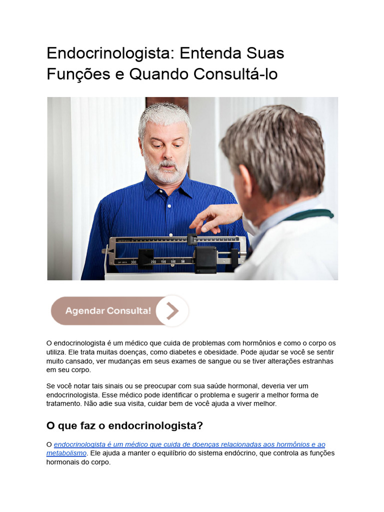Funções do Endocrinologista e Quando Consultar | PDF | Diabetes | Tireoide