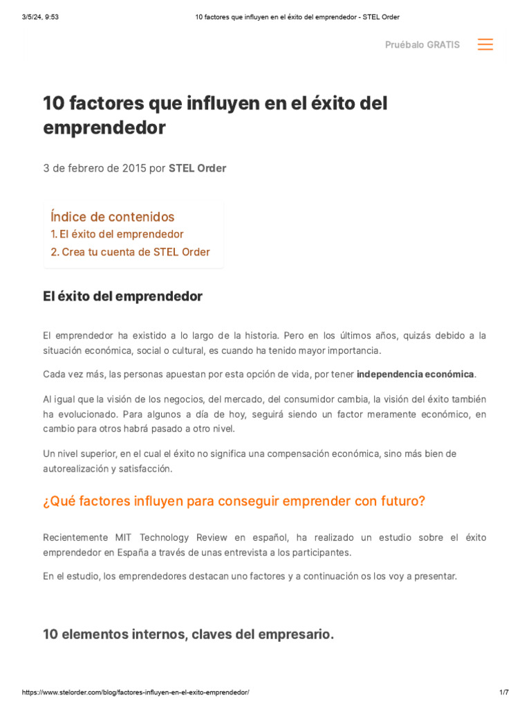 10 Claves para el Éxito Emprendedor | PDF | Iniciativa empresarial ...