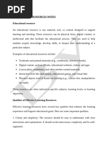 Educational Resources Notes