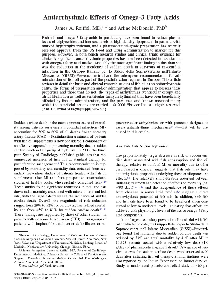 Reiffel 2006 | PDF | Omega 3 Fatty Acid | Fish Oil