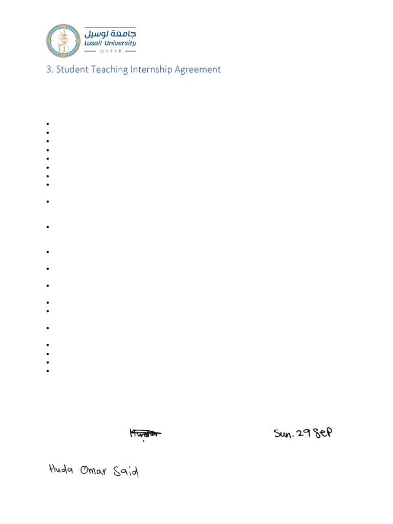 Appendix A3 Student Teaching Internship Agreement | PDF | Teachers ...