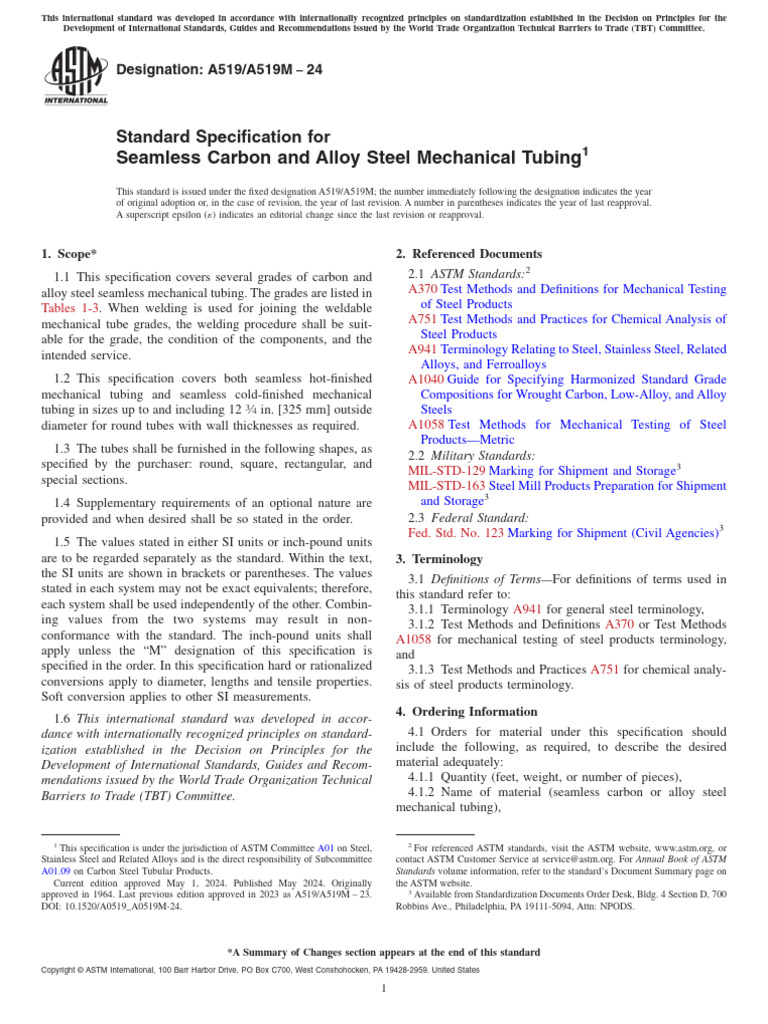 Seamless Carbon and Alloy Steel Mechanical Tubing: Standard ...