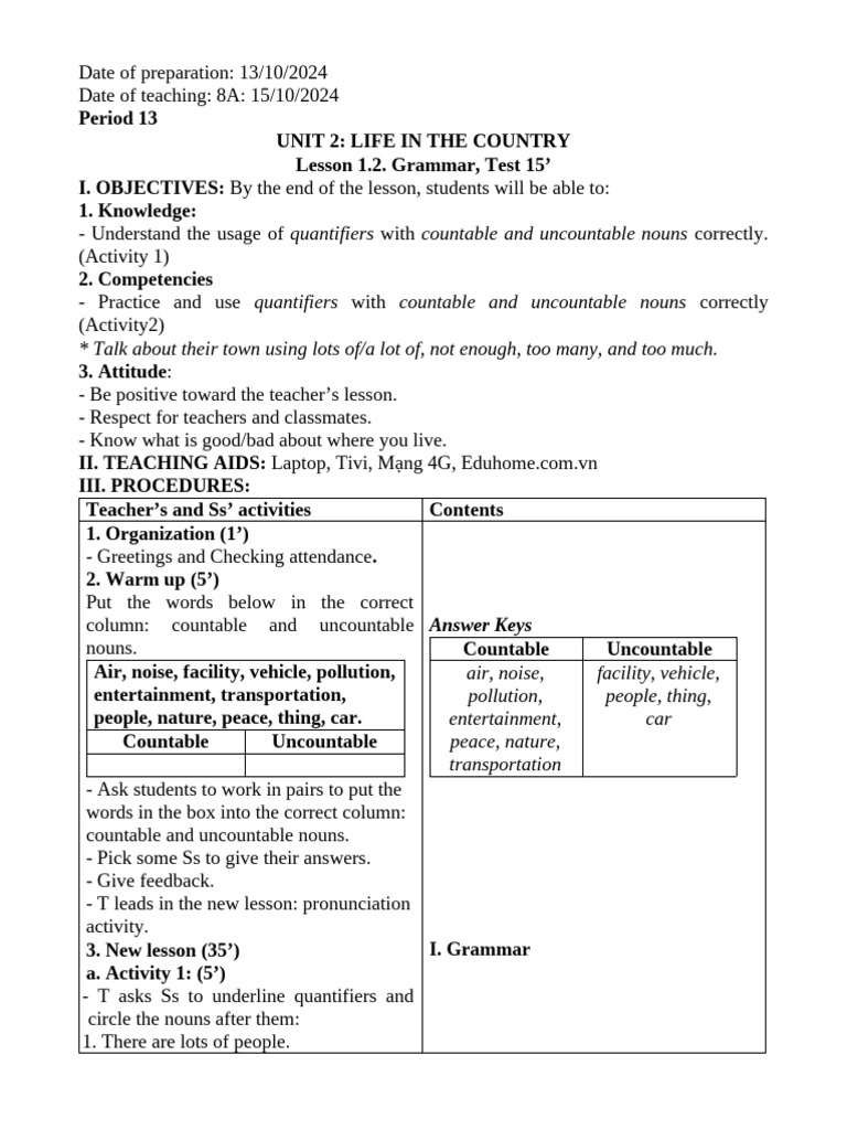 Grammar Lesson: Quantifiers Usage | PDF | Linguistics | Grammar