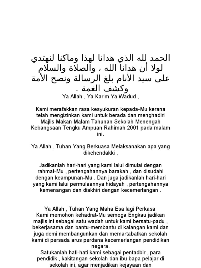 Doa Majlis Makan Malam Pdf