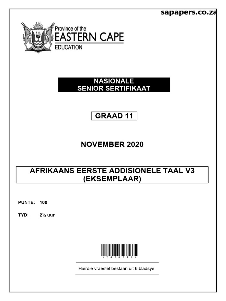 Afr Fal p3 QP Gr11 Nov2020 D | PDF