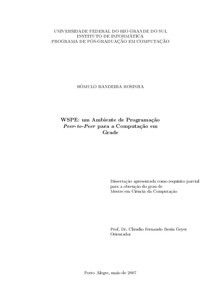 WSPE: Programação P2P em Grade | PDF | Computação em grade | Informática
