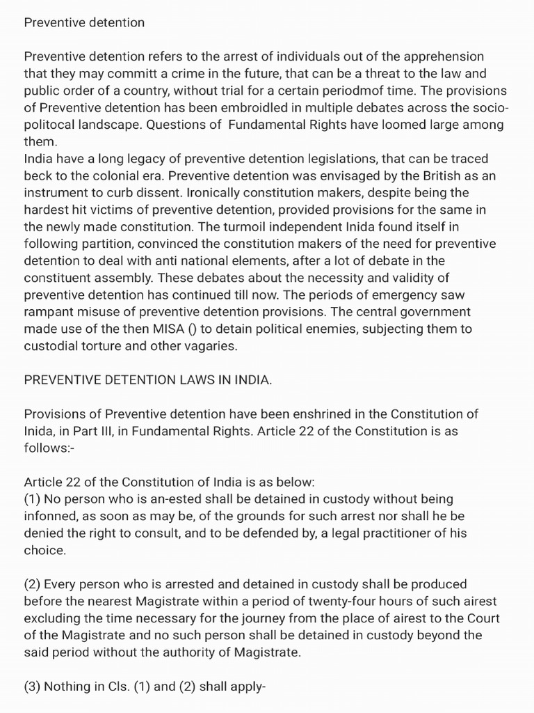 Preventive Detention Pdf