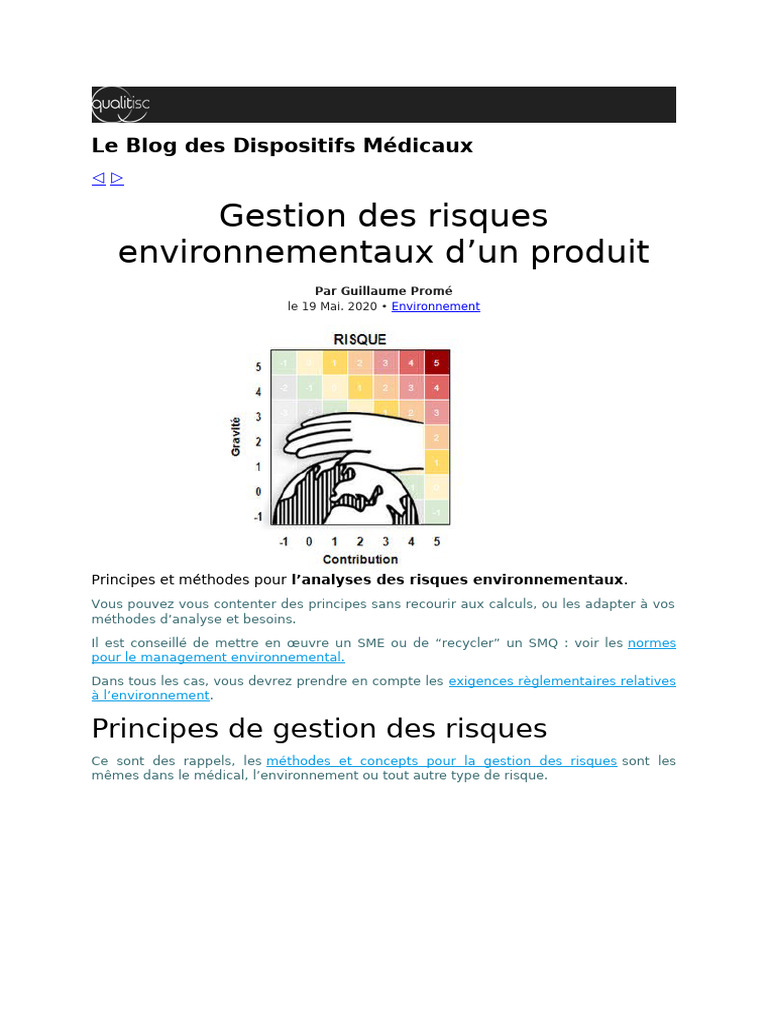 Gestion Des Risques Environnement Cours | PDF | Analyse du cycle de vie ...