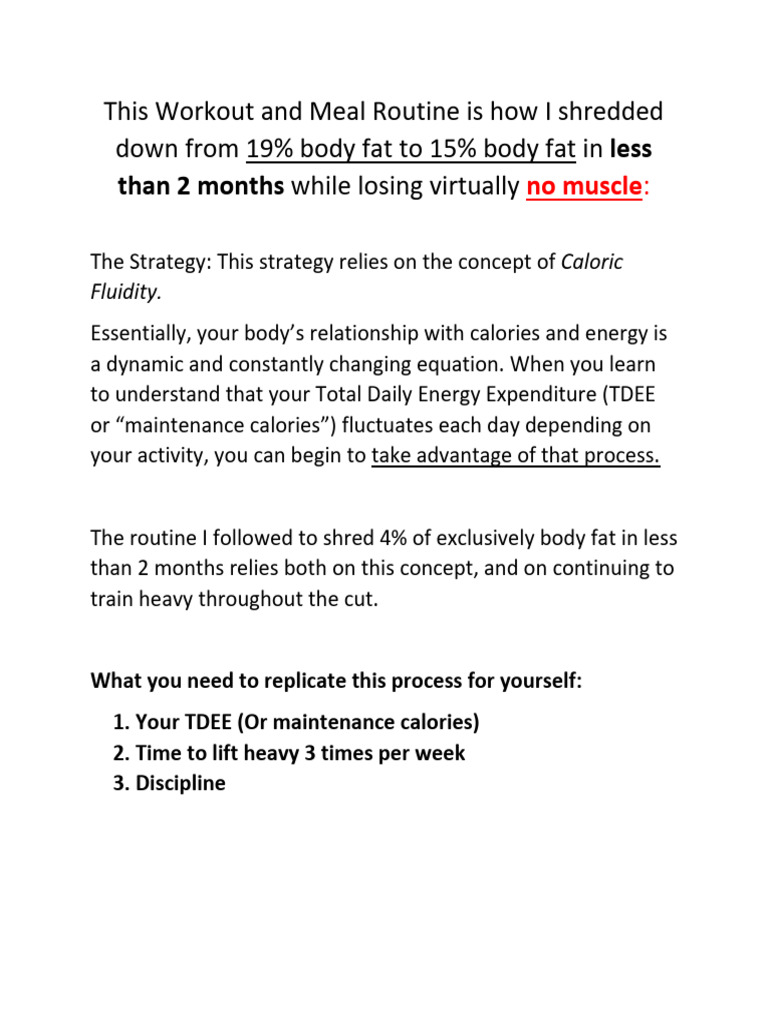 Fat Torching Routine I Followed | PDF | Calorie