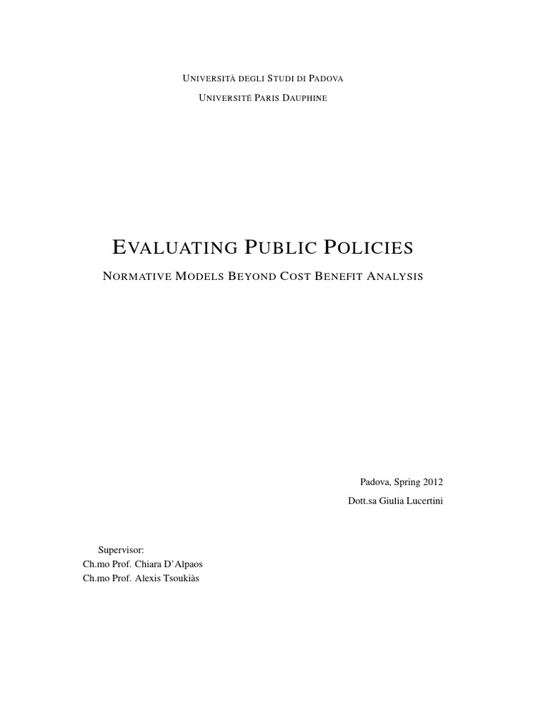 Evaluating Public Policies: New Models | PDF | Rationality | Policy