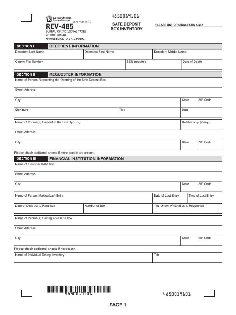PA Safe Deposit Box Inventory Form | PDF | Stocks | Taxes