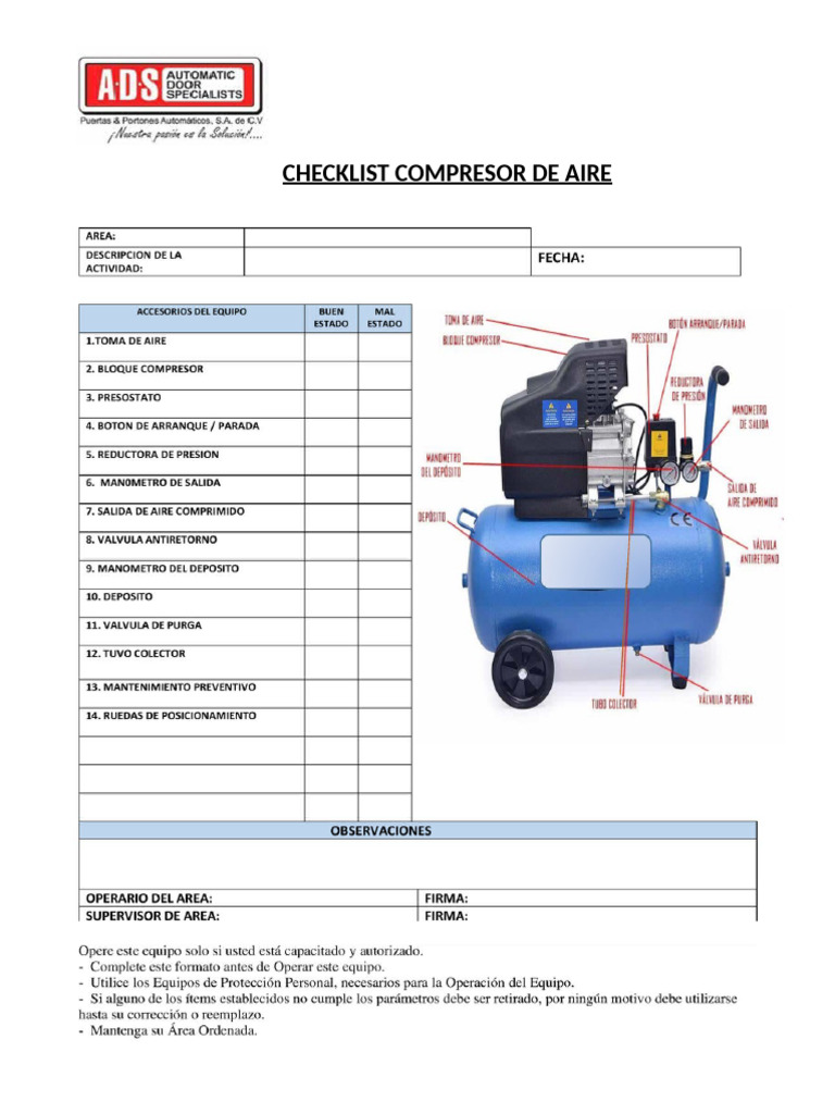 Checklist Compresor | PDF