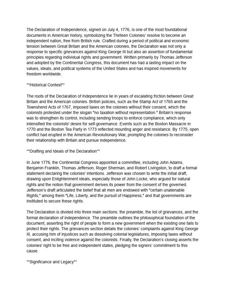 The Declarataion of Independence | PDF | United States Declaration Of ...