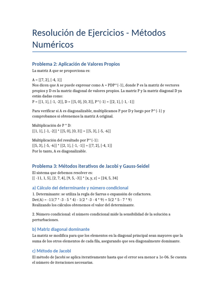 Resolucion Problemas Metodos Numericos | PDF | Métodos y materiales de ...