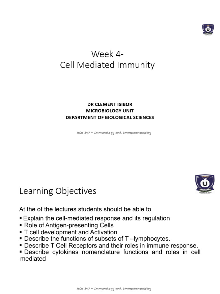 MCB 307 - 4 - Cell Mediated Immunity | PDF | T Cell | Immune System