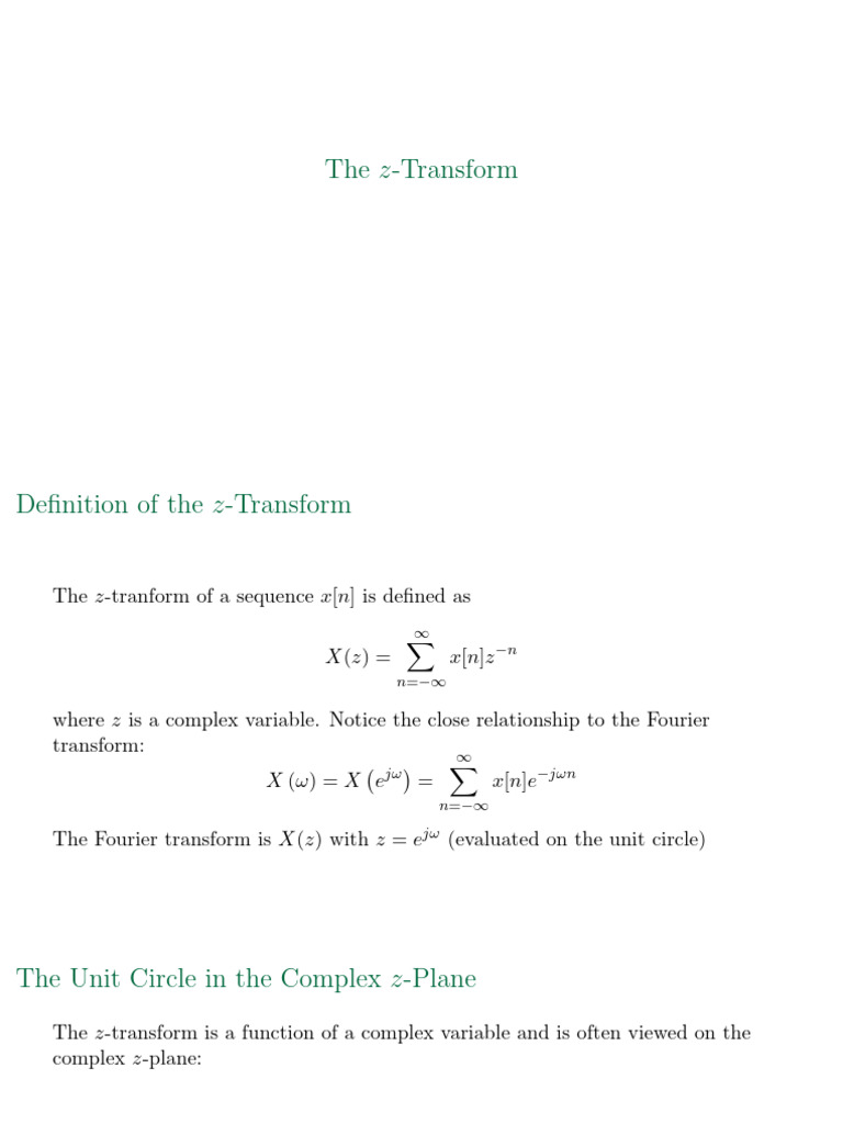 Understanding the z-Transform Basics | PDF | Mathematical Analysis ...