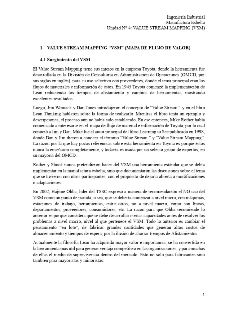 4.1 Value Stream Mapping | PDF | Lean Manufacturing | Residuos