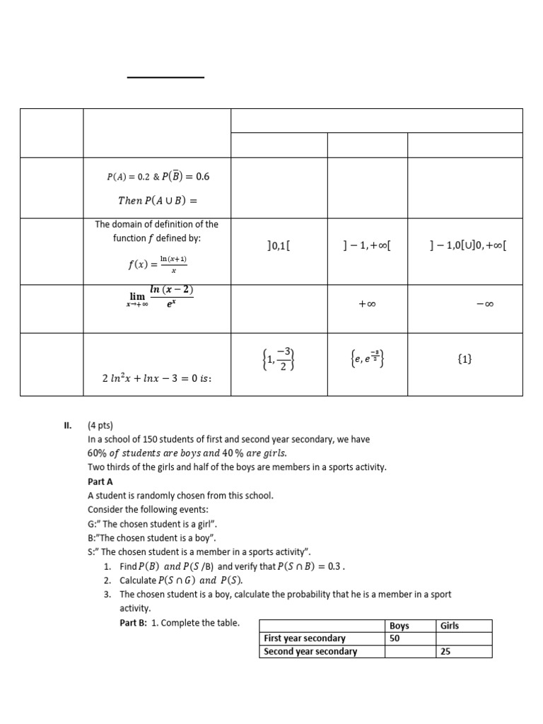 Probability Analysis in School Demographics | PDF | Function ...