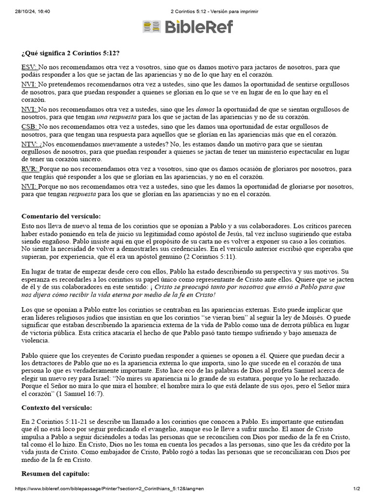 2 Corintios 5 - 12 | PDF | Pablo el apóstol | Cristo (título)