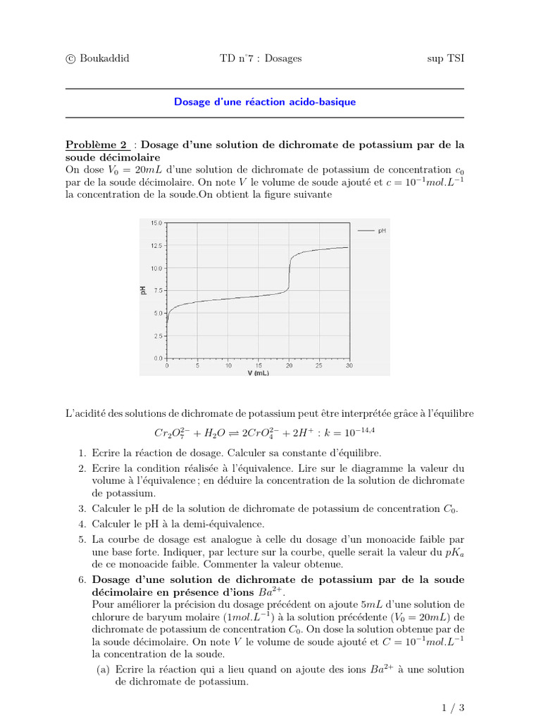Dosage de solutions acido-basiques | PDF | Titrage | Chimie
