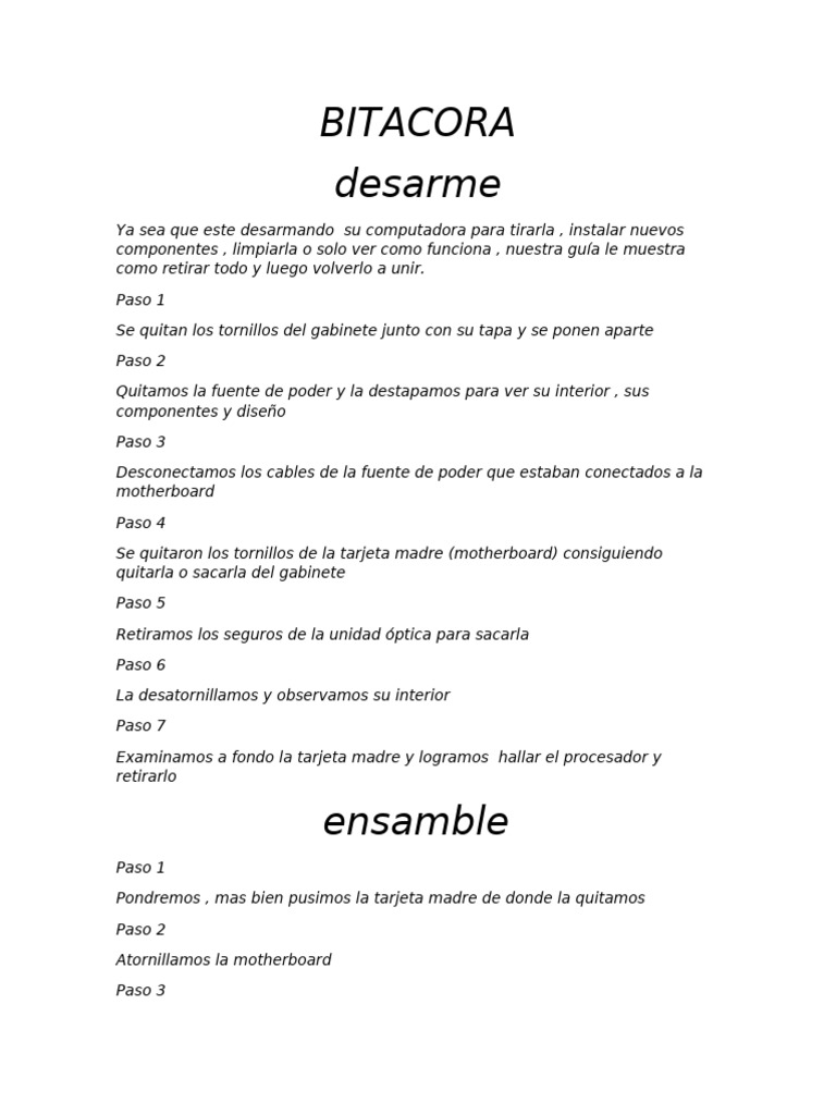 Guía de Desarme y Ensamble de PC | PDF