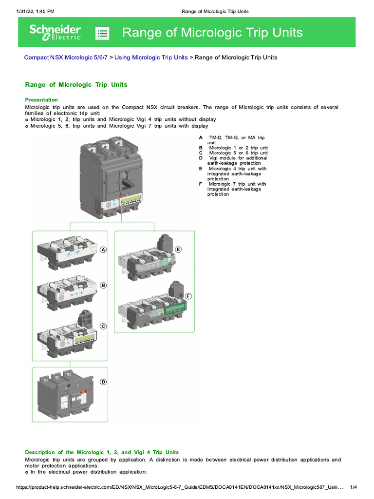 Range of Micrologic Trip Units - With Functions Explained | PDF