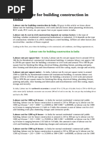 Labour Rate For Building Construction in India