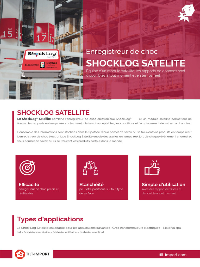 Fiche Produit Enregistreur de Choc Electronique Shocklog Satellite ...