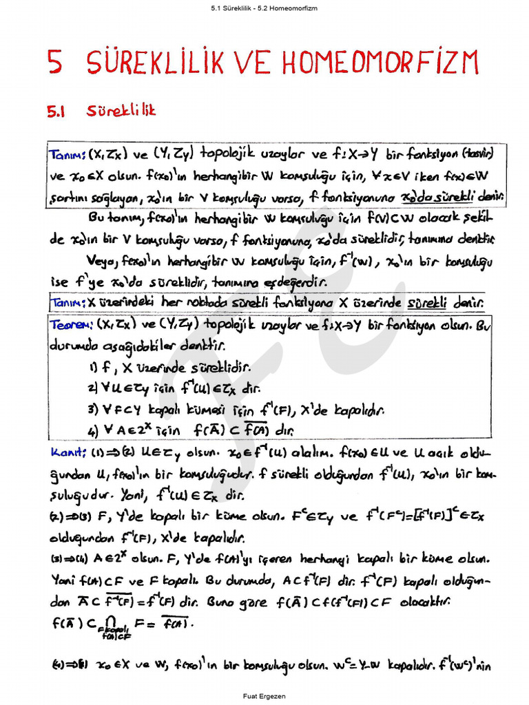 T Sureklilik Ve Homeomorfizm | PDF