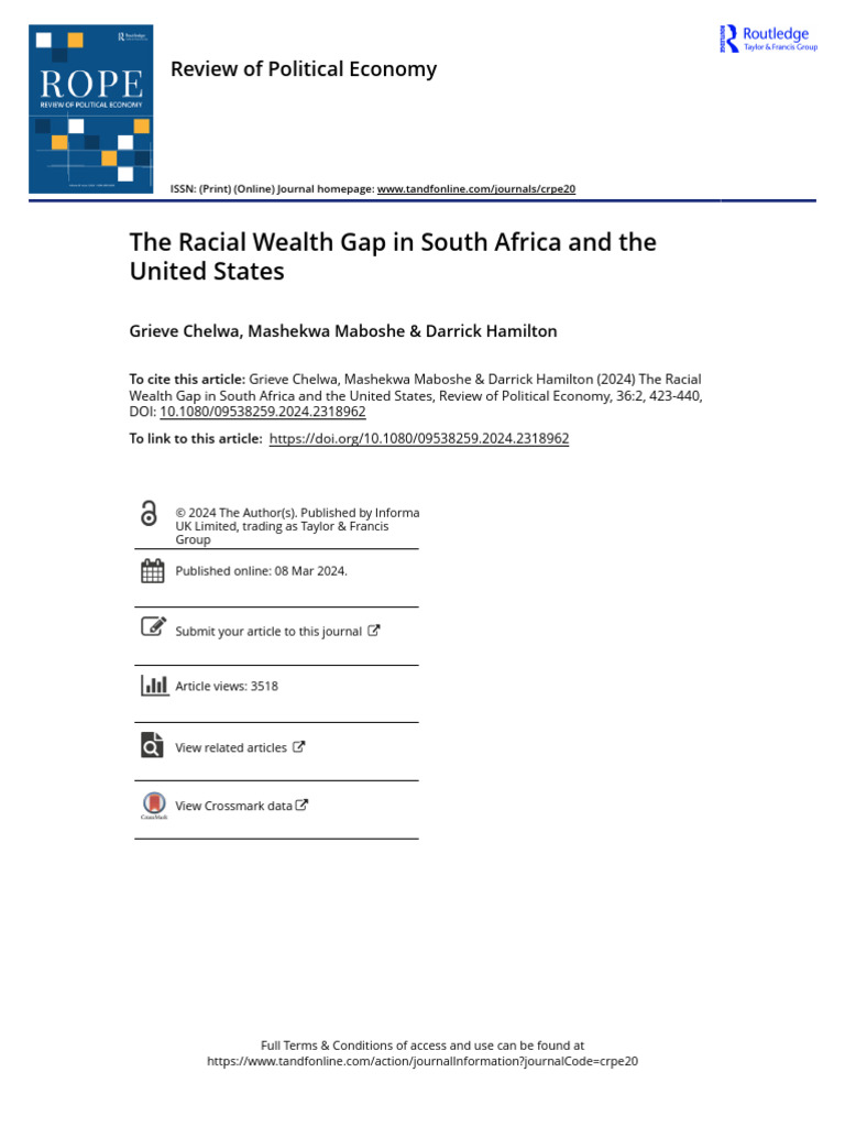 The Racial Wealth Gap in South Africa and the United States | PDF ...