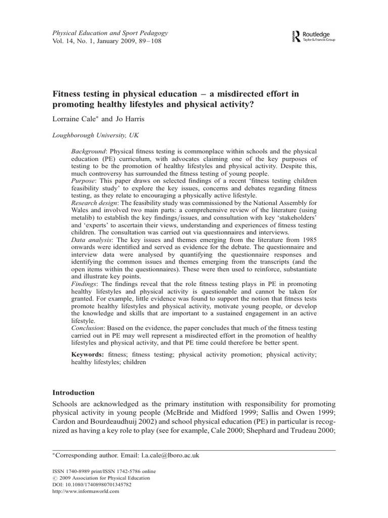 Fitness Testing in Physical Education - A Misdirected Effort in | PDF ...