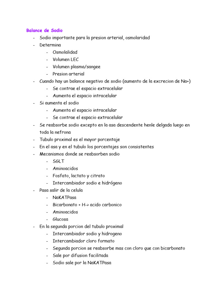 Balance de Sodio y Potasio en el Cuerpo | PDF | Sodio | Riñón