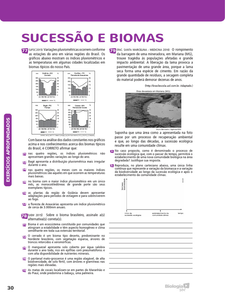 Exercícios sobre Sucessão Ecológica | PDF | Florestas | Ecologia