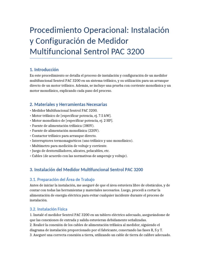 Instalación del Sentrol PAC 3200 | PDF | Corriente eléctrica | Motores