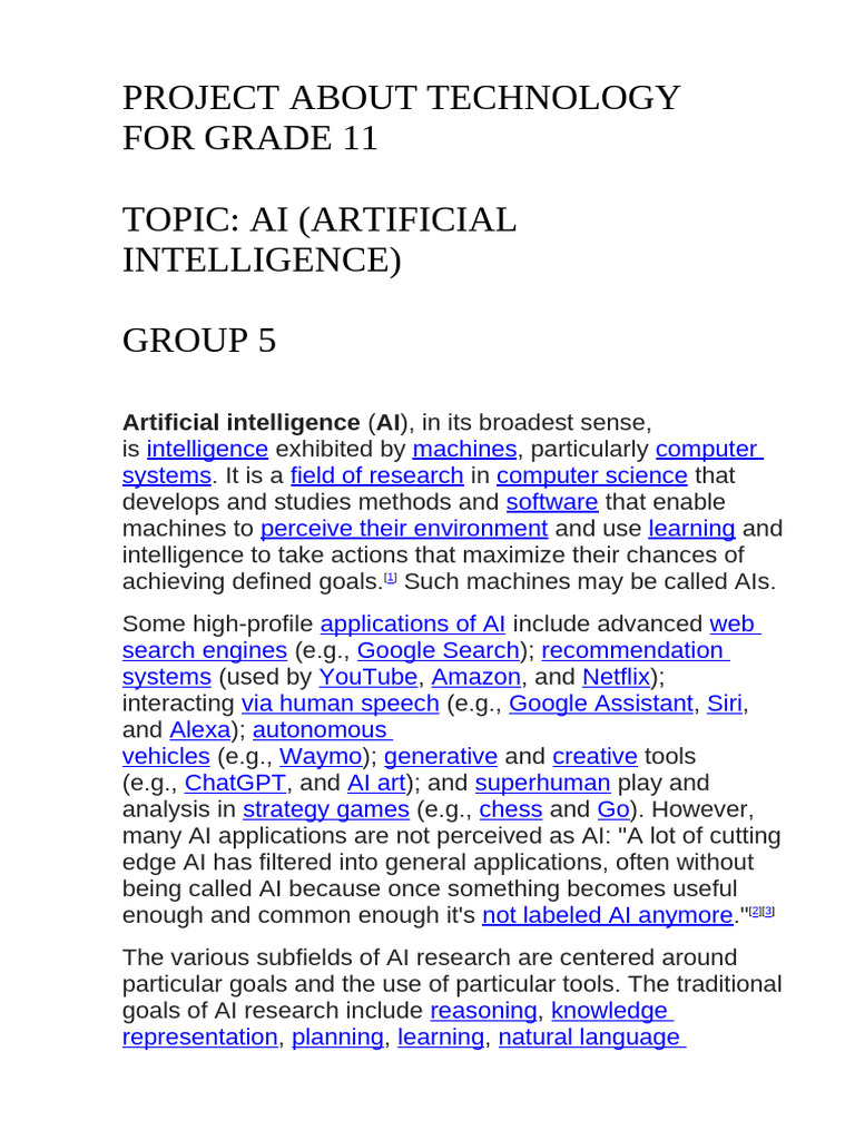 Project About Technology | PDF | Artificial Intelligence | Intelligence ...