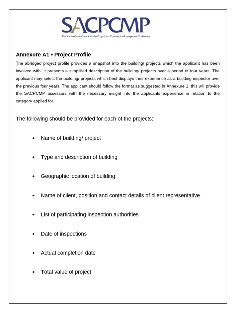 Project Profile Guidelines (Annexure A1) | PDF